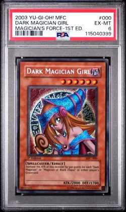 2003 Yu-Gi-Oh! Dark Magician Girl Magician's Force MFC 1st Edition Secret PSA 6 - Image 1