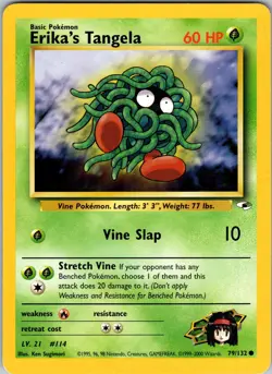 Pokemon TCG Erika's Tangela Gym Heroes 79/132 Unlimited Common Card WOTC MP - Image 1