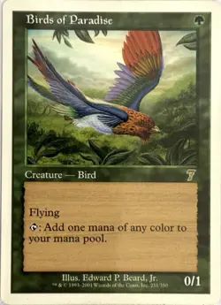 Vintage Magic The Gathering (MTG) : 7th Edition : Birds Of Paradise : Rare - Image 1