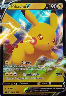 SWSH061 PIKACHU V ULTRA RARE BLACK STAR PROMO POKEMON CARD - Image 1