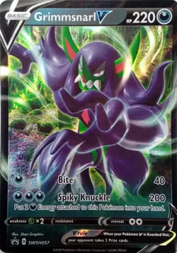 SWSH057 GRIMMSNARL V ULTRA RARE BLACK STAR PROMO POKEMON CARD - Image 1