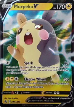 SWSH056 MORPEKO V ULTRA RARE BLACK STAR PROMO POKEMON CARD - Image 1