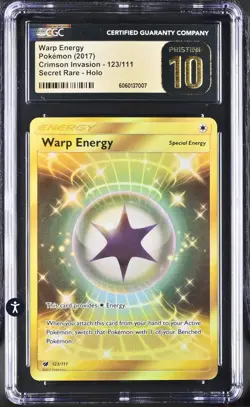 Pokemon 2021 CGC Pristine 10 Crimson Invasion Warp Energy SR 123/111 Pop. 1 - Image 1