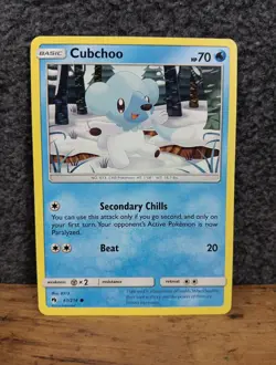 Pokemon CUBCHOO Sun & Moon Lost Thunder 61/214 Game Trading Card Collector - Image 1