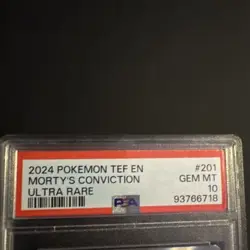 PSA10 2024 Pokemon Temporal Forces Morty's Conviction Ultra Rare 201/162 - Image 3