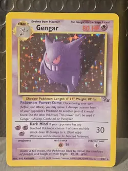 Pokémon Gengar TCG Fossil Holo Unlimited Rare Card 5/62 1999 MP - Image 2