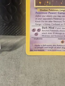 Pokémon Gengar TCG Fossil Holo Unlimited Rare Card 5/62 1999 MP - Image 6