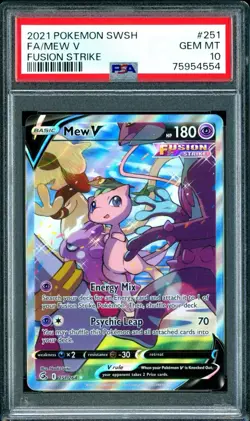 2021 Pokemon SWSH Fusion Strike Mew V PSA 10 #251/264 - Image 1
