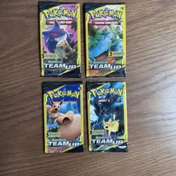 Pokemon Sun Moon Team Up 3-card Booster Packs New Full Art Set (4) Tag Team Mini - Image 1