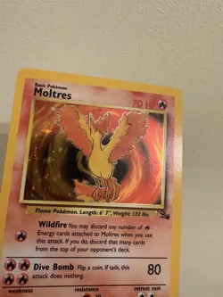 Moltres Pokemon Card TCG Fossil unlimited Holo 1999 WOTC 27/62 - Image 4