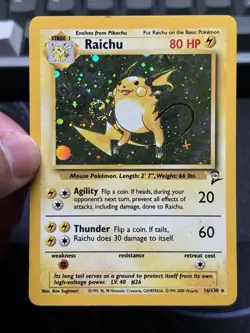 Pokémon TCG Raichu Base Set 2 16/130 Holo Unlimited Holo Rare MP+ - Image 1