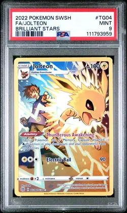 2022 POKEMON SWORD & SHIELD BRILLIANT STARS #TG04 FULL ART JOLTEON - PSA 9 MINT - Image 3