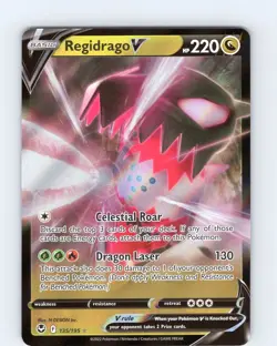 Pokemon TCG Regidrago V SWSH Silver Tempest 135/195 Ultra Holo Rare Card NM - Image 1