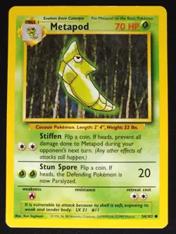 Pokemon TCG - Metapod - 1999 Base Set 54/102 - Regular Common - NM - Image 1