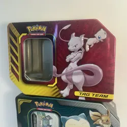 Pokémon TCG Tag Team GX EMPTY* tins - Set of 3 Mewtwo & Mew Eevee & Snorlax - Image 2
