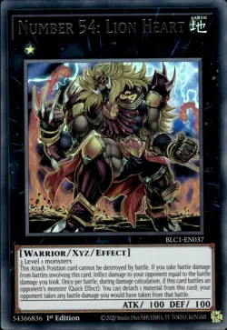 Number 54: Lion Heart - Silver Ultra Rare 1st Edition BLC1-EN037 - NM - YuGiOh - Image 3