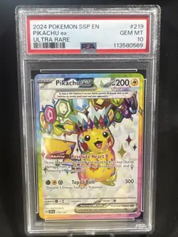 PSA 10 Pikachu ex 219/191 Surging Sparks Holo Full Art Ultra Rare Pokemon Card - Image 1