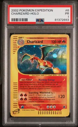 2002 Expedition Charizard Holo Foil 6/165 WOTC E-Reader Series Pokemon PSA 1  - Image 1