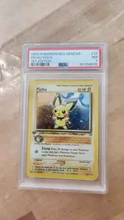 Pichu 12/111 Neo Genesis Holo 2000 Pokemon 1st Edition Grade 7 Near Mint - Image 1