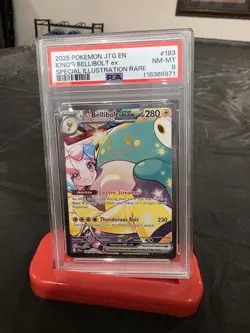 Pokemon 2025 JTG Special Illustration Rare Card #183 Iono's Bellibolt EX PSA 8 - Image 1