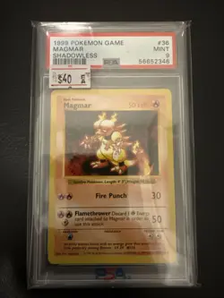 Pokemon PSA 9 MINT Magmar 1st Edition Shadowless Base Set 1999 Card 36/102 - Image 1
