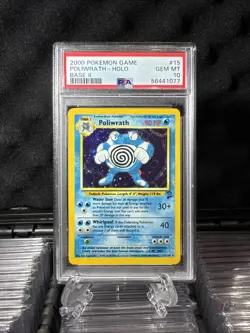 Swirl On Card! 2000 POKEMON GAME BASE II #15 POLIWRATH-HOLO BASE II PSA 10 - Image 10