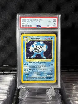 Swirl On Card! 2000 POKEMON GAME BASE II #15 POLIWRATH-HOLO BASE II PSA 10 - Image 11