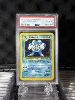 Swirl On Card! 2000 POKEMON GAME BASE II #15 POLIWRATH-HOLO BASE II PSA 10 - Image 12