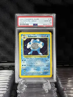 Swirl On Card! 2000 POKEMON GAME BASE II #15 POLIWRATH-HOLO BASE II PSA 10 - Image 15