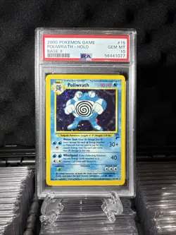 Swirl On Card! 2000 POKEMON GAME BASE II #15 POLIWRATH-HOLO BASE II PSA 10 - Image 4