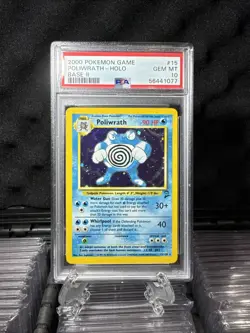 Swirl On Card! 2000 POKEMON GAME BASE II #15 POLIWRATH-HOLO BASE II PSA 10 - Image 5