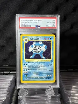 Swirl On Card! 2000 POKEMON GAME BASE II #15 POLIWRATH-HOLO BASE II PSA 10 - Image 6