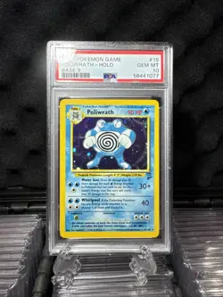 Swirl On Card! 2000 POKEMON GAME BASE II #15 POLIWRATH-HOLO BASE II PSA 10 - Image 7