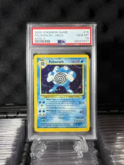 Swirl On Card! 2000 POKEMON GAME BASE II #15 POLIWRATH-HOLO BASE II PSA 10 - Image 9