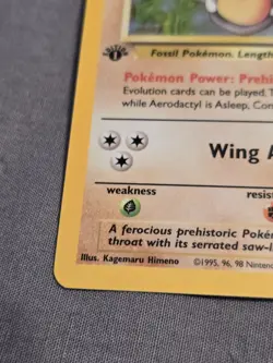 1st Edition Aerodactyl 1/62 PRERELEASE Gold Stamp Fossil Holo 1999 Pokemon Card - Image 11