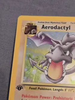 1st Edition Aerodactyl 1/62 PRERELEASE Gold Stamp Fossil Holo 1999 Pokemon Card - Image 7