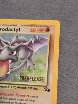 1st Edition Aerodactyl 1/62 PRERELEASE Gold Stamp Fossil Holo 1999 Pokemon Card - Image 8