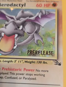 1st Edition Aerodactyl 1/62 PRERELEASE Gold Stamp Fossil Holo 1999 Pokemon Card - Image 9