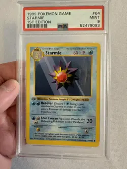 1999 Pokemon - 1st Edition Shadowless Starmie Base Set 64/102 PSA 9 Mint! WOTC - Image 1