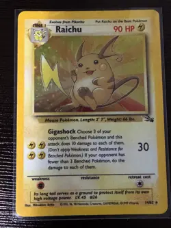 Raichu 14/62 Fossil Unlimited Edition Holo rare Pokemon card - Image 1