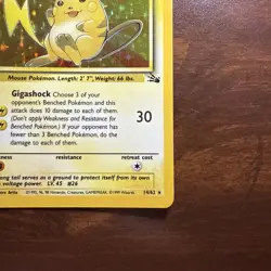 1999 Pokémon TCG Raichu 14/62 Fossil Holo WOTC MP - Image 4