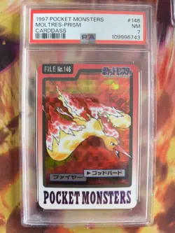 Pokemon Card Moltres Lavados Prism Carddass Pocket Monsters 1997 Japanese PSA 7 - Image 2
