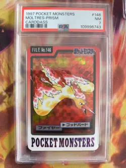 Pokemon Card Moltres Lavados Prism Carddass Pocket Monsters 1997 Japanese PSA 7 - Image 7