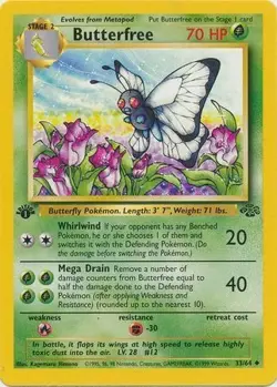 Butterfree - 33/64  - Uncommon 1st Edition Played 1st Ed Jungle Pokemon - Image 2