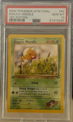 2000 Pokémon Gym Challenge 1st Edition Koga’s Weedle  PSA 10 - Image 1