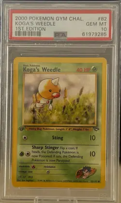 2000 Pokémon Gym Challenge 1st Edition Koga’s Weedle  PSA 10 - Image 3