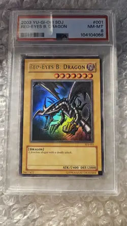 Red-Eyes Black Dragon SDJ-001 #001 YuGiOh Starter Deck: Joey Foil PSA 8 - Image 3
