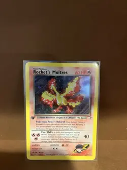 Rocket's Moltres 12/132 1st Edition MP Gym Heroes Pokemon Card Holo Rare - Image 2