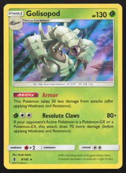 Golisopod 9/145 Sun & Moon Guardians Rising Holo Rare Near Mint Pokemon Card - Image 1
