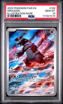 Pokémon TCG 2023 Groudon Illustration Rare Holo Card PSA 10 Paradox Rift - Image 1